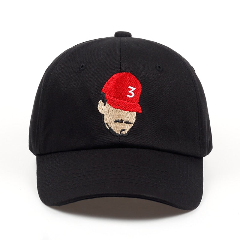 New Popular Chance The Rapper 3 Dad Hat Cap Black Embroidery Baseball Cap Hip Hop Streetwear Strapback Snapback Sun Hat